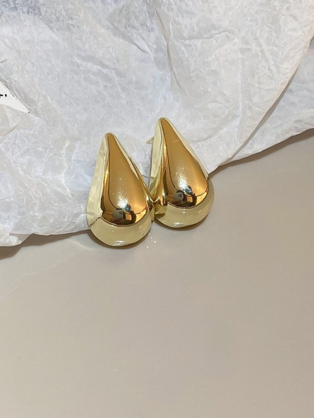 Classic Gold Plated Teardrop Earrings 925 Silver Posts Gift Idea